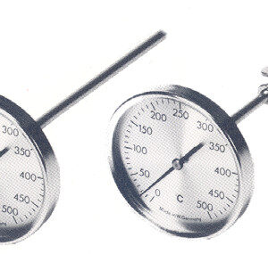 Wijzerthermometer, staal vernikkeld, schacht rvs Ø 6 mm, conus met klemschroef TEMPERATUUR