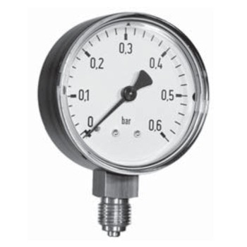 buisveermanometer, standaard, 40 mm, 0-1 bar, onderaansluiting R1/8 DRUK
