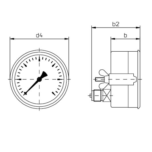 buisveermanometer industrie, 100 mm, -1/0 bar, achteraansluiting G1/2 met klembeugel Geen categorie