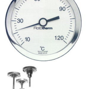 BL101 bimetaal thermometer, -30…60°C, achter 1/2BSP x 75mm OP = OP