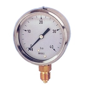 buisveermanometer, standaard, vloeistofgedempt, 63 mm, 0-1000 bar, onderaansluiting G1/4 DRUK
